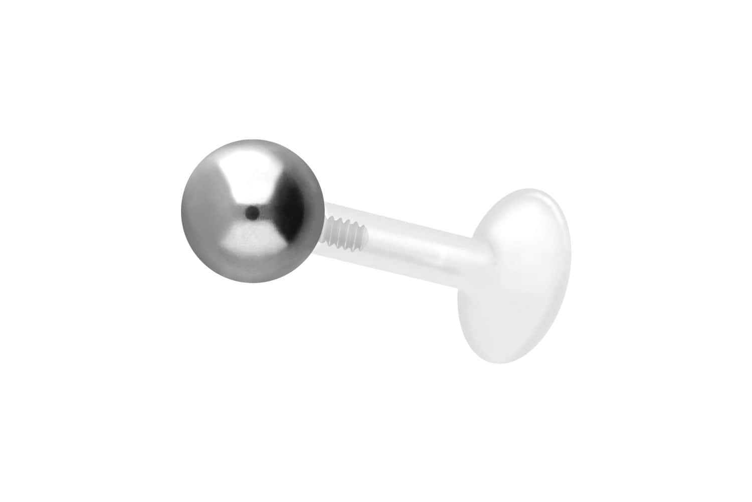 PTFE Labret Piercing mit Innengewinde + Titan-Aufsatz KUGEL